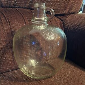 S.Martinelli Clear Glass Apple Cider Jug with Handle, Vintage 1930-1950